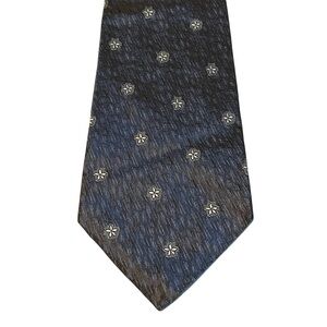 John Varvatos Silk Tie Navy Charcoal Textured Dot Made in Italy